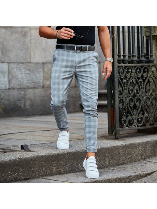 Plaid Print Pants Men's Casual Trousers Loose And Thin – Bild 4