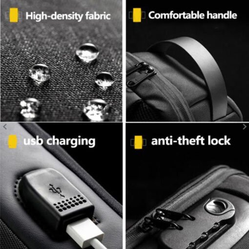 Wasserdichte USB Anti-diebstahl Tasche Männer Oxford Crossbody Schulter Tasche Sling Multifunktions Kurze Reise Messenger Brust Pack – Bild 10