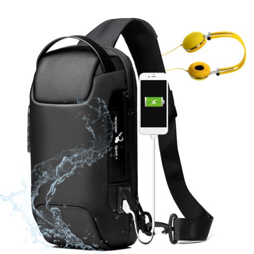 Wasserdichte USB Anti-diebstahl Tasche Männer Oxford Crossbody Schulter Tasche Sling Multifunktions Kurze Reise Messenger Brust Pack – Bild 5