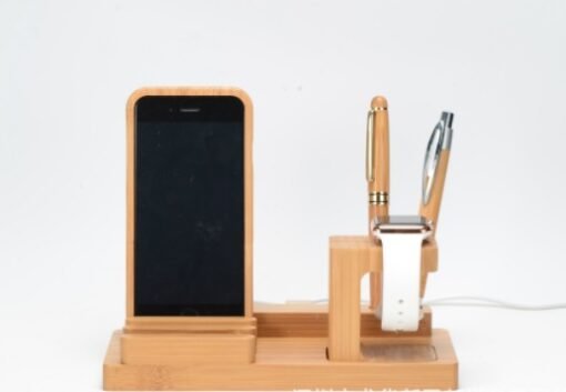 Compatible with Apple , Bamboo, wood andMobile applewatch bracket charging wooden bracket multi-function flat cell phone base – Bild 3