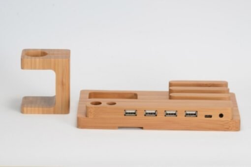 Compatible with Apple , Bamboo, wood andMobile applewatch bracket charging wooden bracket multi-function flat cell phone base – Bild 5