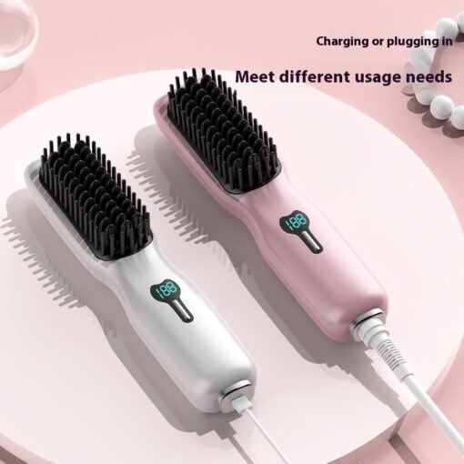 Rechargeable Wireless Straightening Comb 220 Hair Straightener Brush USB Rechargeable Flat Iron LCD Display Temperature – Bild 7