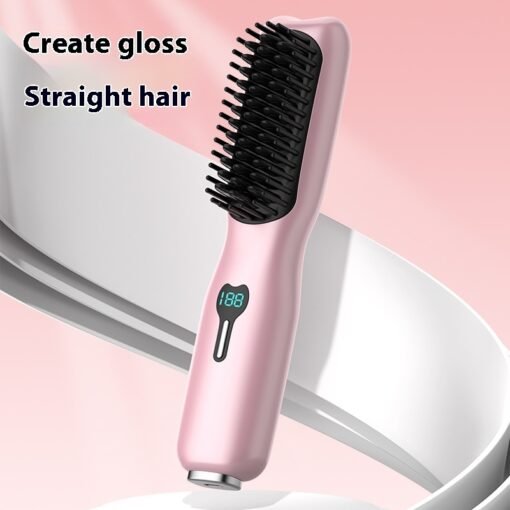 Rechargeable Wireless Straightening Comb 220 Hair Straightener Brush USB Rechargeable Flat Iron LCD Display Temperature – Bild 2